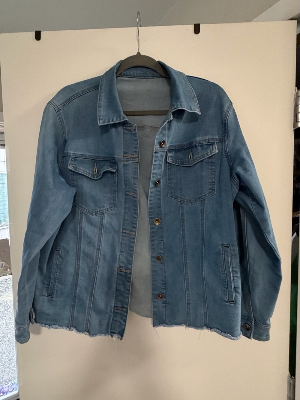 Women's Light Blue Denim Shirt Jacket - Casual Layering